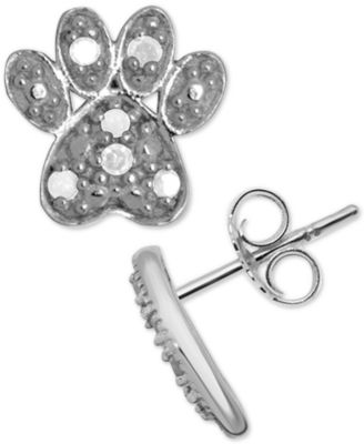 Macy's - Diamond Dog Paw Stud Earrings (1/10 ct. t.w.) in Sterling Silver