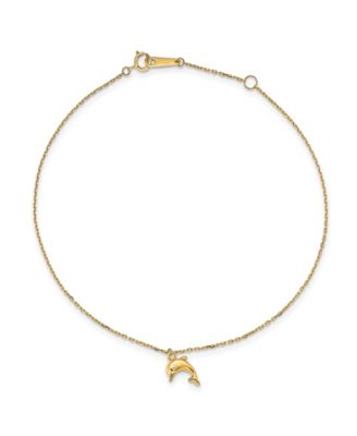 Macy's - Dolphin Charm Anklet in 14k Yellow Gold