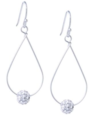 Giani Bernini - Pave Crystal Ball on an Open Tear Drop Wire Earrings Set in Sterling Silver. Available in Clear or Gray