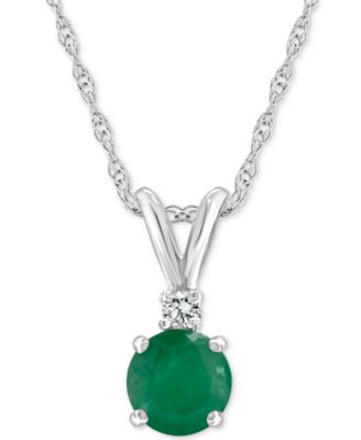 Macy's - Emerald (1/2 ct. t.w.) & Diamond Accent 18" Pendant Necklace in 14k White Gold (Also in Ruby & Sapphire)