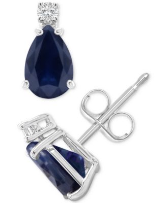 Macy's - Emerald (1-3/8 ct. t.w.) & Diamond Accent Stud Earrings in 14k White Gold (Also in Ruby & Sapphire)