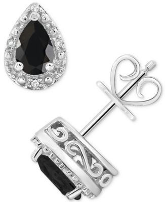 Macy's - Labradorite & Diamond Accent Pear Stud Earrings in Sterling Silver (Also in Turquoise & Onyx)