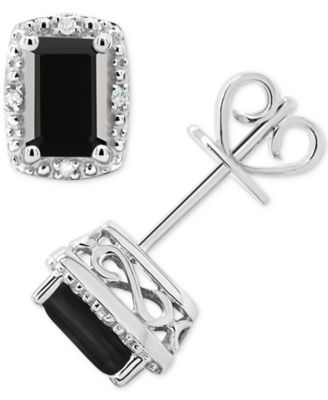 Macy's - Labradorite & Diamond Accent Rectangle Stud Earrings in Sterling Silver (Also in Turquoise & Onyx)