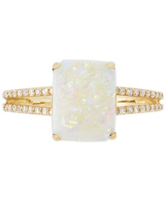 Macy's - Opal (1-3/4 ct. t.w.) & Diamond (1/10 ct. t.w.) Ring in 14k Gold