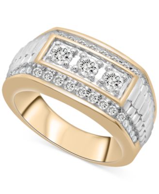 Macy's - Men's Diamond Two-Tone Statement Ring (1 ct. t.w.) in 10k Gold