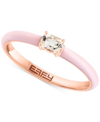 EFFY Collection - Morganite (1/5 ct. t.w.) & Enamel Solitaire Ring in 14k Rose-Gold-Plated Sterling Silver