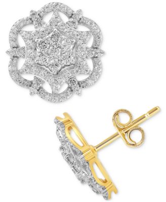 Macy's - Diamond Mandala Cluster Pendant Stud Earrings (1 ct. t.w.) in 10k Gold