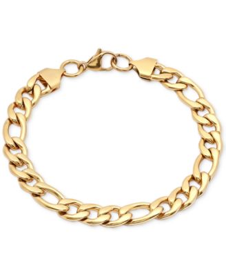 STEELTIME - Men's 18k Gold-Plated Stainless Steel Figaro Link Bracelet