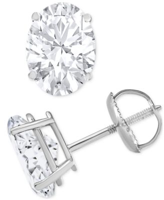 Macy's - Diamond Oval Screw Band Stud Earrings (3 ct. t.w.) in 14k White Gold