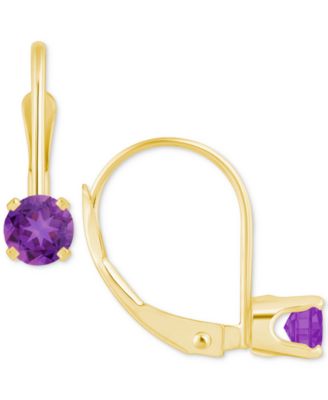 Macy's - Amethyst Solitaire Leverback Earrings (1/2 ct. t.w.) in 14k Gold (Also in Additional Gemstones)