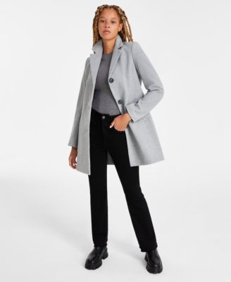 Maralyn & Me - Juniors' Houndstooth Long-Sleeve Reefer Coat