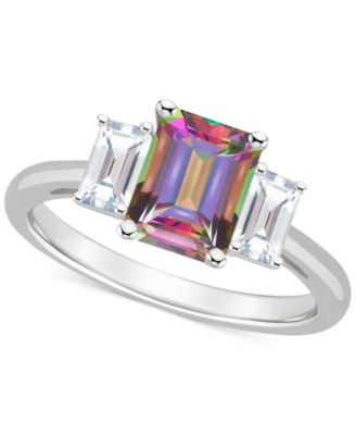Macy's - Mystic Topaz (2 ct. t.w.) & White Topaz (3/4 ct. t.w.) Emerald-Cut Statement Ring in Sterling Silver (Also in Pink Topaz)