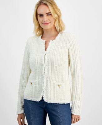 I.N.C. International Concepts - Petite Fringe-Trim Cardigan