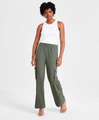 Bar III - Women's High-Rise Pull-On Knit Cargo Pants