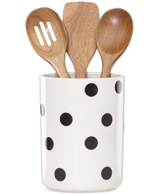 Kate Spade - All in Good Taste Scatter Dot Utensil Crock and Wooden Utensils