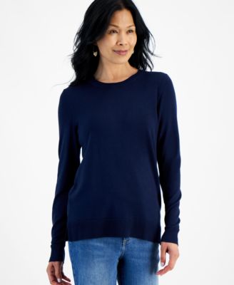 Style & Co - Women's Striped Crewneck Long-Sleeve Sweater,