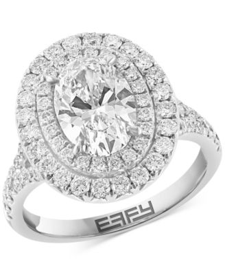 EFFY Collection - Lab Grown Diamond Oval & Round Double Halo Ring (2-7/8 ct. t.w.) in 14k White Gold