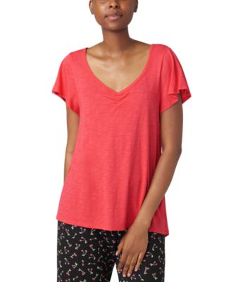 Hue - Women's Solid Short-Sleeve Shirred Pajama Tee