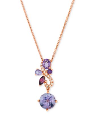 Le Vian - Multi-Gemstone (2-1/3 ct. t.w.) & Nude Diamond (1/10 ct. t.w.) Swirl Pendant Necklace in 14k Rose Gold, 17" + 2" extender
