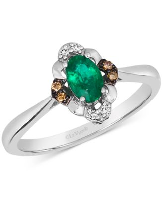 Le Vian - New Emerald (3/8 ct. t.w.) & Diamond (1/10 ct. t.w.) Engagement Ring in 14k White Gold