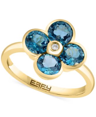 EFFY Collection - Citrine (2-1/6 ct. t.w.) & Diamond Accent Flower Statement Ring in 14k Yellow Gold (Also in Blue Topaz)