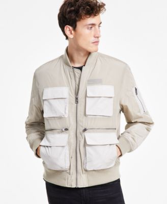 GUESS - Men's Tech Nylon Utility Bomber Jacket
