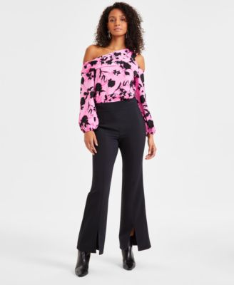 I.N.C. International Concepts - Women's High-Rise Wide-Slit Flare-Leg