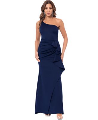 XSCAPE - Women's One-Shoulder Scuba Sheath Gown