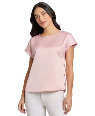 Jones New York - Women's Side-Button Short-Sleeve Top