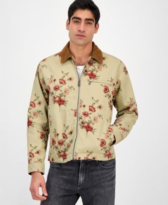Sun + Stone - Sean Long Sleeve Corduroy-Collar Zip-Front Floral Jacket