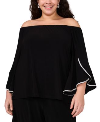 MSK - Plus Size Off-The-Shoulder Ruffle-Sleeve Top