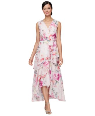 SL Fashions - Women's Floral-Print Chiffon High-Low Dress