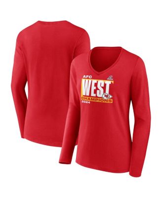 Fanatics - Women's Red Kansas City Chiefs 2024 AFC West Division Champions Conquer Long Sleeve V-Neck T-Shirt