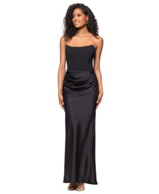 Betsy & Adam - Women's Mixed-Media Strapless Corset Gown