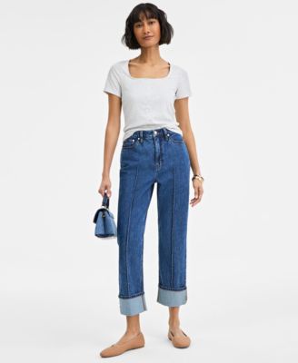 On 34th - Women's High-Rise Cuffed Straight-Leg Jeans