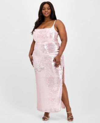 B Darlin - Trendy Plus Size Sequin Square-Neck Gown
