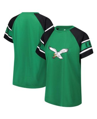 Starter - Women's same Kelly Green Philadelphia Eagles 1st Rounder Color Block Raglan Top