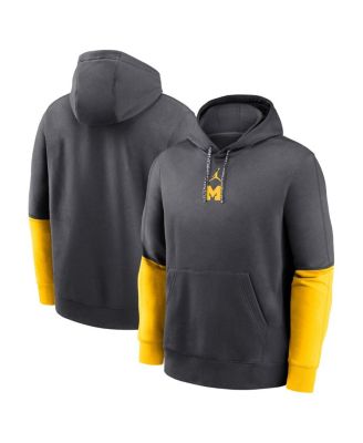 Jordan - Men's Anthracite/Maize Michigan Wolverines 2024 Sideline Club Pullover Hoodie