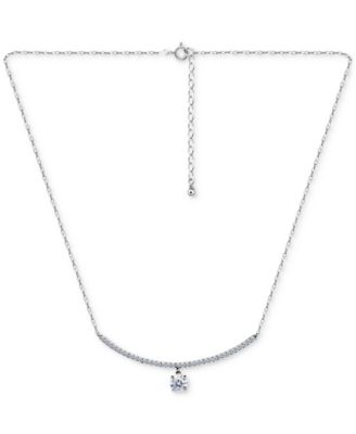 Giani Bernini - Cubic Zirconia Curved Bar Baguette Pendant Necklace, 16" + 2" extender