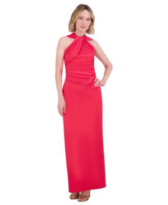 Eliza J - Women's Twisted Halter Sleeveless Satin Gown