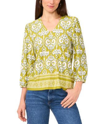 Sam & Jess - Women's Printed V-Neck 3/4-Sleeve Top