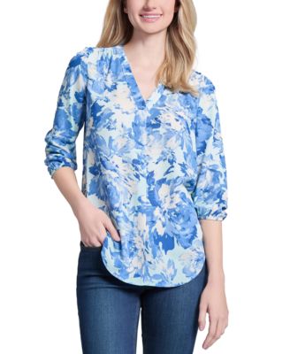 Jones New York - Petite Printed 3/4-Sleeve Tunic Top