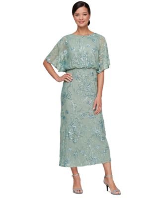 SL Fashions - Women's Sequined Blouson Midi Dress