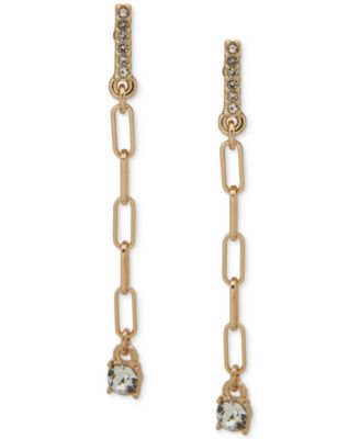 KARL LAGERFELD PARIS - Gold-Tone Chain Link & Crystal Linear Drop Earrings