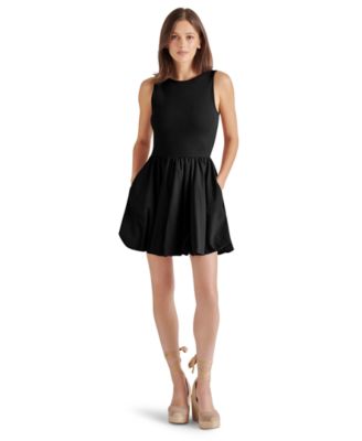 Steve Madden - Women's Palermo Mixed-Media Bubble-Hem Fit & Flare Dress