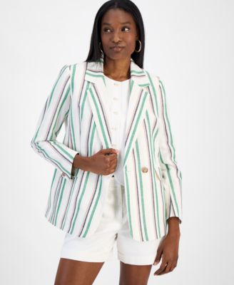 Bar III - Women's Striped One-Button Blazer