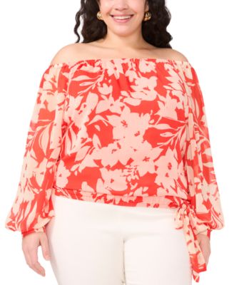 Vince Camuto - Plus Size Off-The-Shoulder Long-Sleeve Blouse