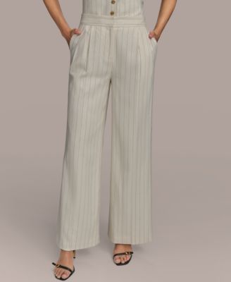 Donna Karan New York - Linen-Blend Pinstripe Wide-Leg Pants, Regular & Petite Sizes