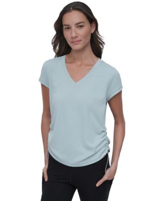 DKNY - Women's Crewneck Short-Sleeve Side-Ruched Top