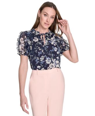 Tommy Hilfiger - Women's Floral Print Puff-Sleeve Blouse